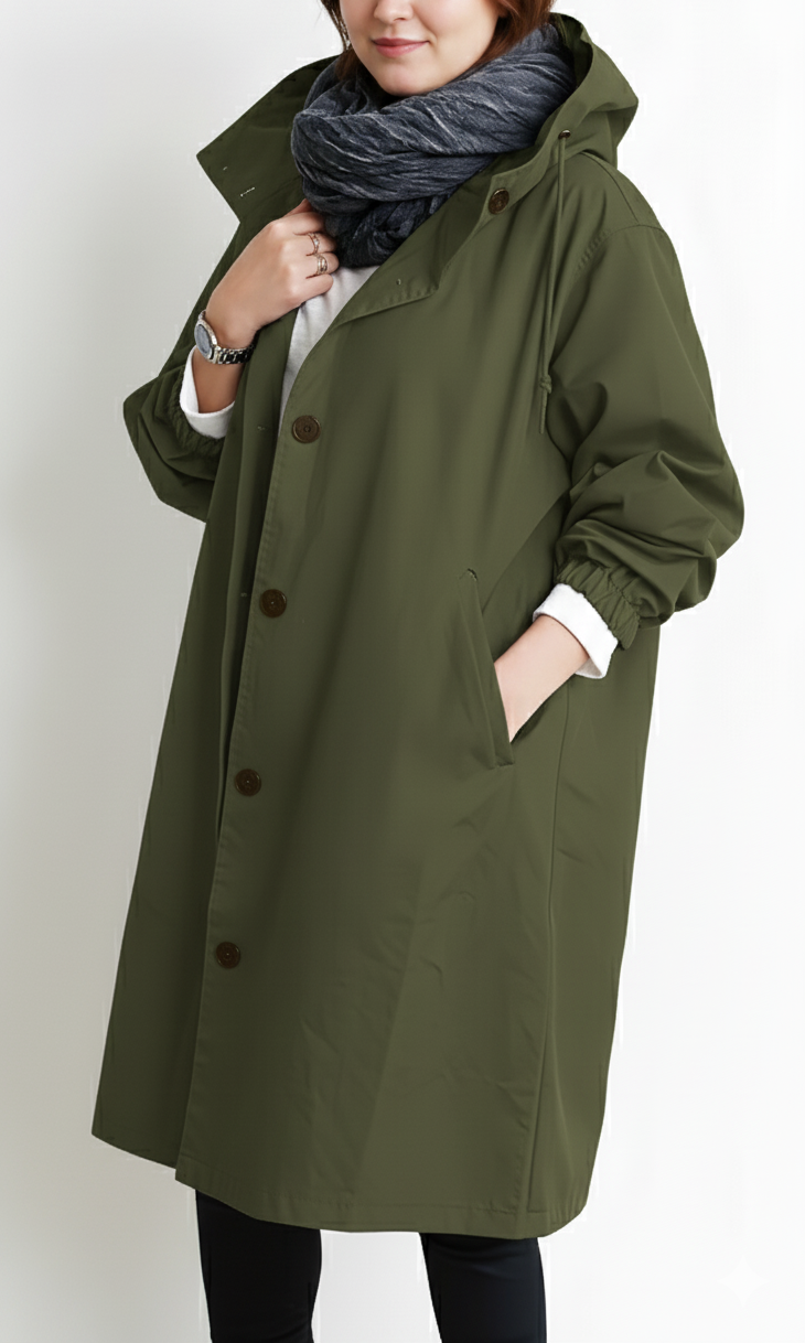 Plus Size Women's Hooded Trench Coat
