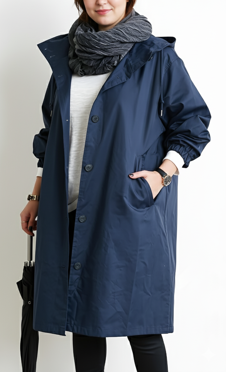 Plus Size Women's Hooded Trench Coat