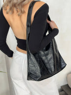 Retro-Style Distressed Leather Tote Bag
