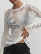 Elegant Striped Sheer Blouse
