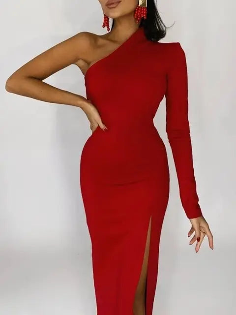 Stylish One-Shoulder Elegant Dress