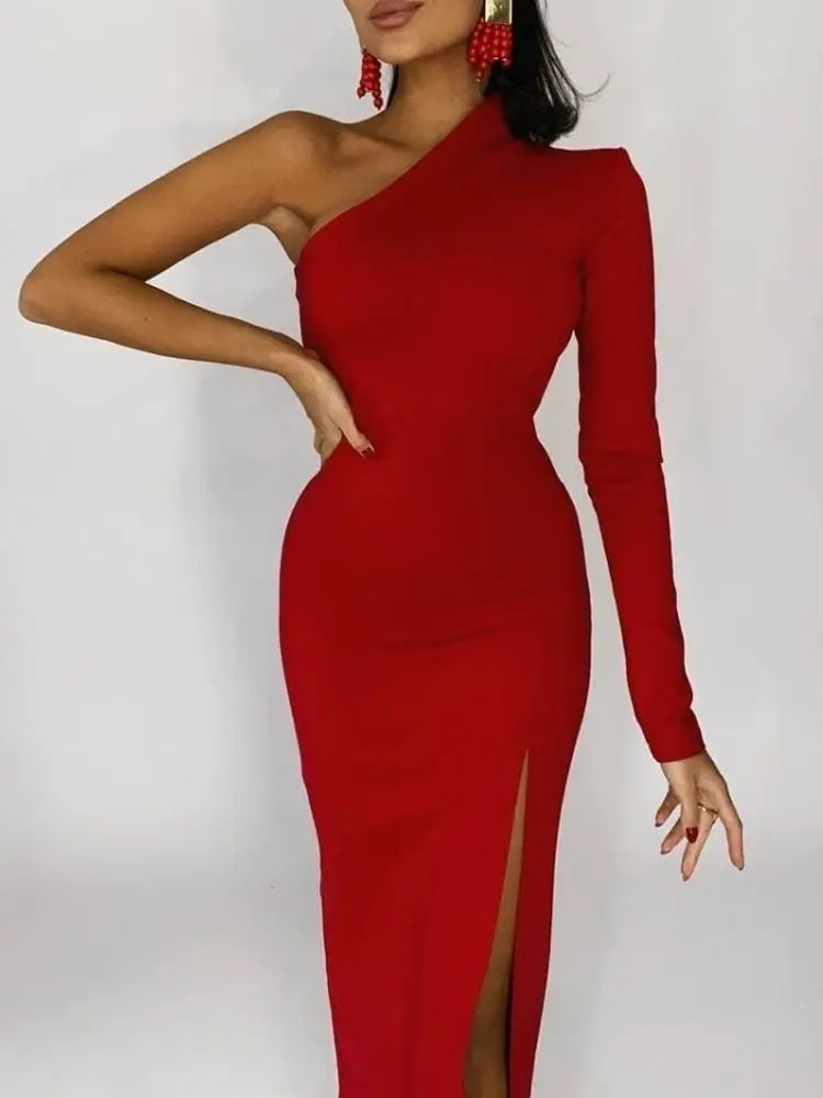 Stylish One-Shoulder Elegant Dress