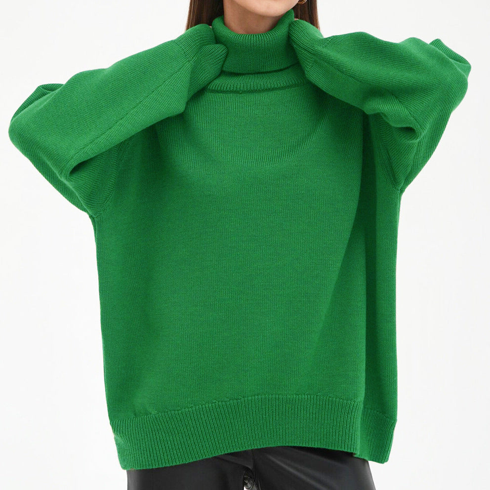 Women's Oversized Turtleneck Sweater in Basic Knit