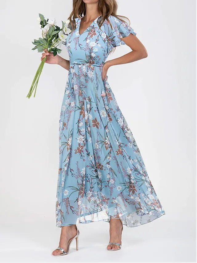 Elegant Floral Chiffon Dress