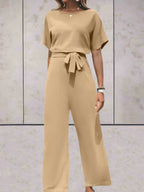 Relaxed Fit Short Sleeve Solid Jumpsuit