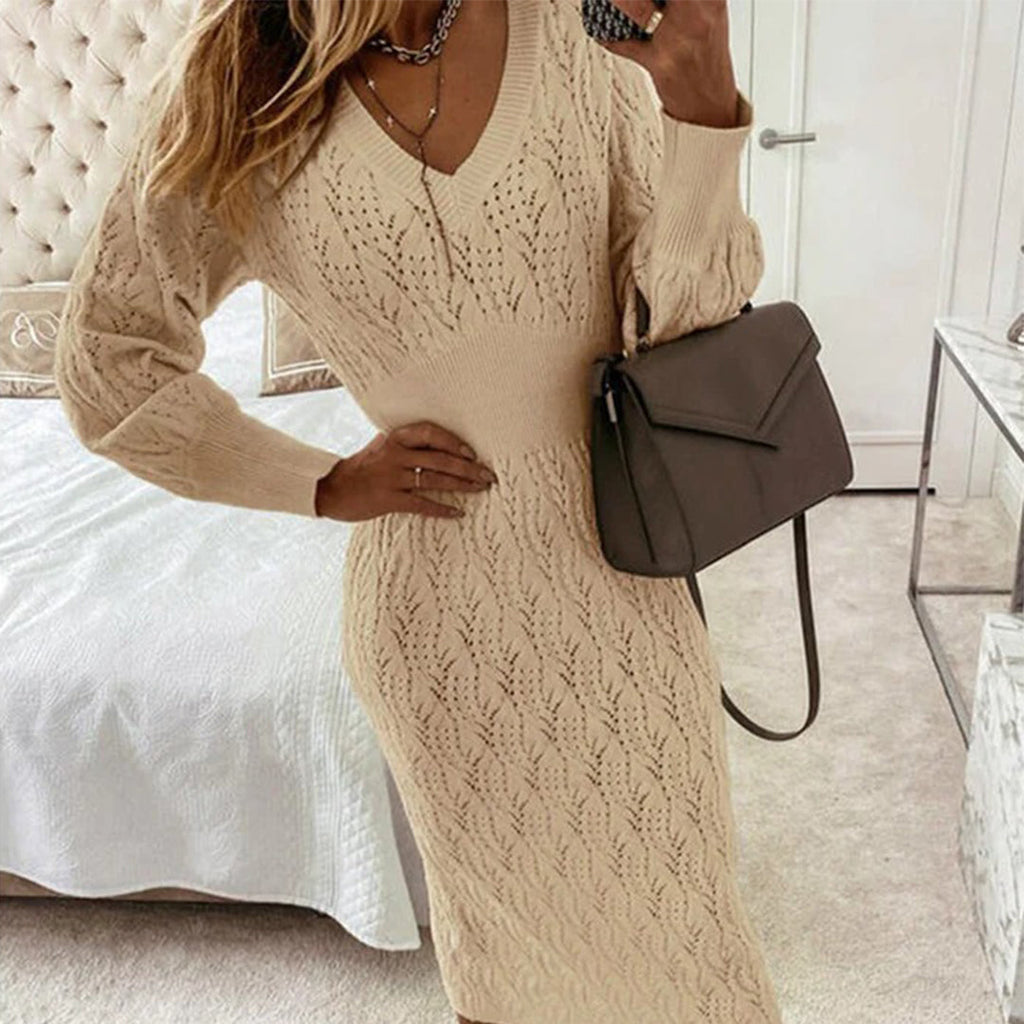 Chic and Cozy Knit Pattern Dress