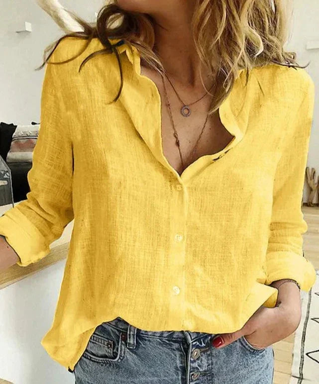 Chic Long-Sleeve Cotton Blouse for Women