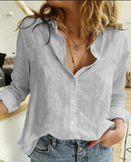 Chic Long-Sleeve Cotton Blouse for Women