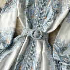 Floral A-Line Dress Featuring a Belted Waist