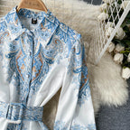 Floral A-Line Dress Featuring a Belted Waist