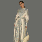 Floral A-Line Dress Featuring a Belted Waist