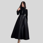 Elegant Velvet Turtleneck Dress with Flared Hem