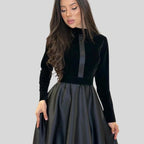 Elegant Velvet Turtleneck Dress with Flared Hem