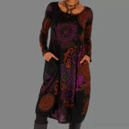 Bohemian Style Round Neck Dress for Women