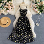 Floral Daisy Print Spaghetti Strap Summer Dress for Women