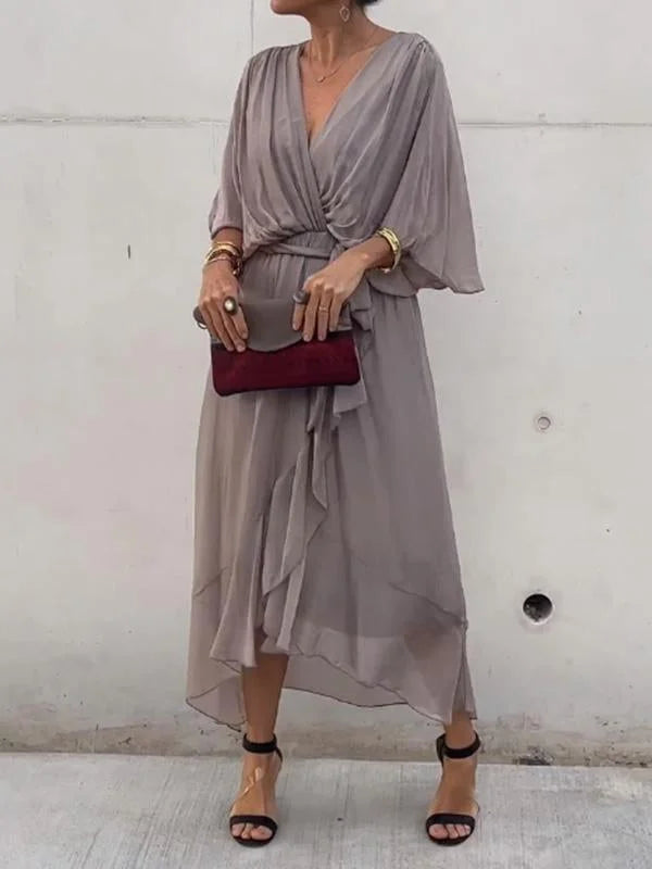 Elegant V-Neck Chiffon Dress