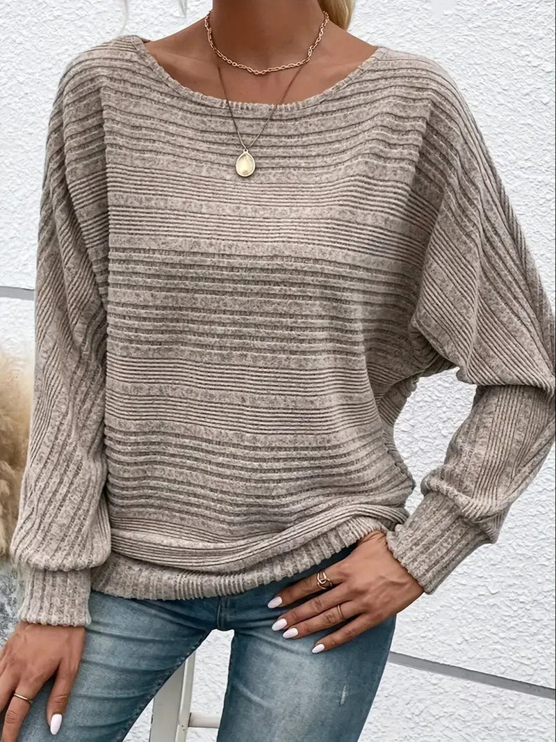 Relaxed Batwing Sleeve Round Neck Top