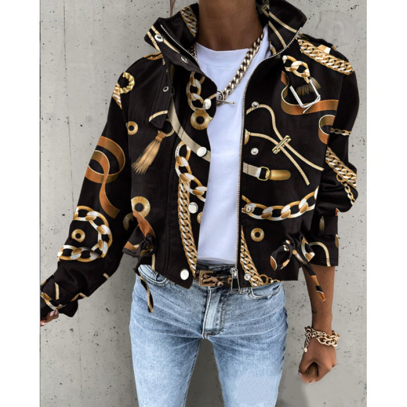 Chic Women's Stand-Up Collar Jacket