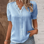 Elegant V-Neck Top with Exquisite Lace Accents