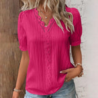 Elegant V-Neck Top with Exquisite Lace Accents