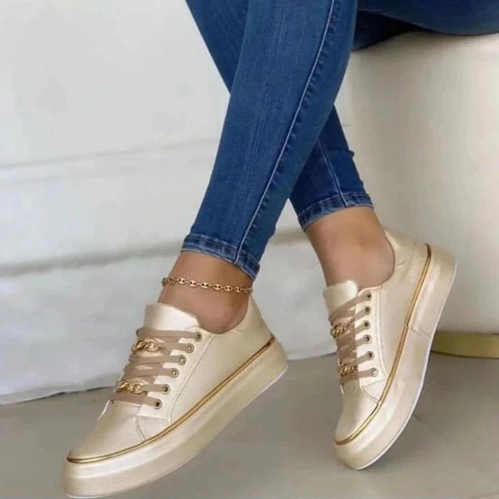 Chic Women's Sneakers Featuring Gold Details