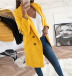 Women's Notched Collar Double-Breasted Wool Coat