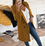 Women's Notched Collar Double-Breasted Wool Coat