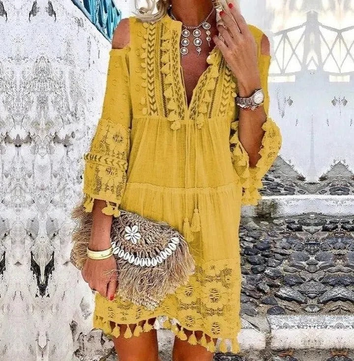 Boho Chic Lace Mini Dress