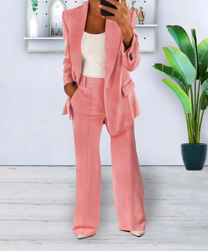 Blazer and Wide-Leg Trouser Set